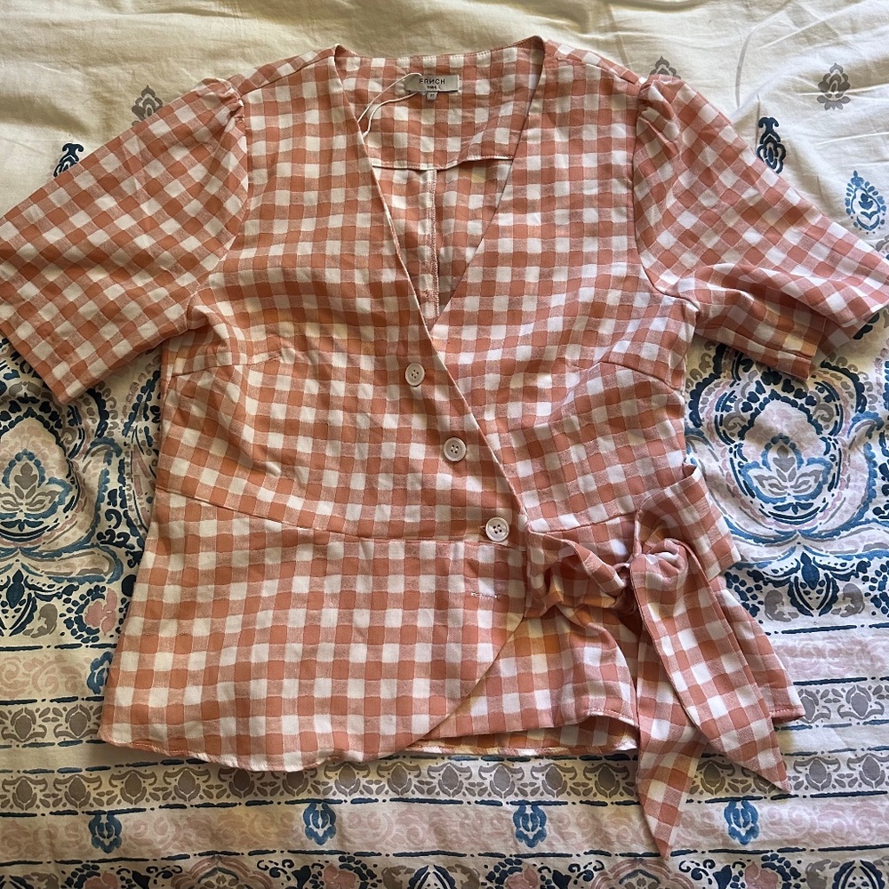 Nordstrom orange and white blouse